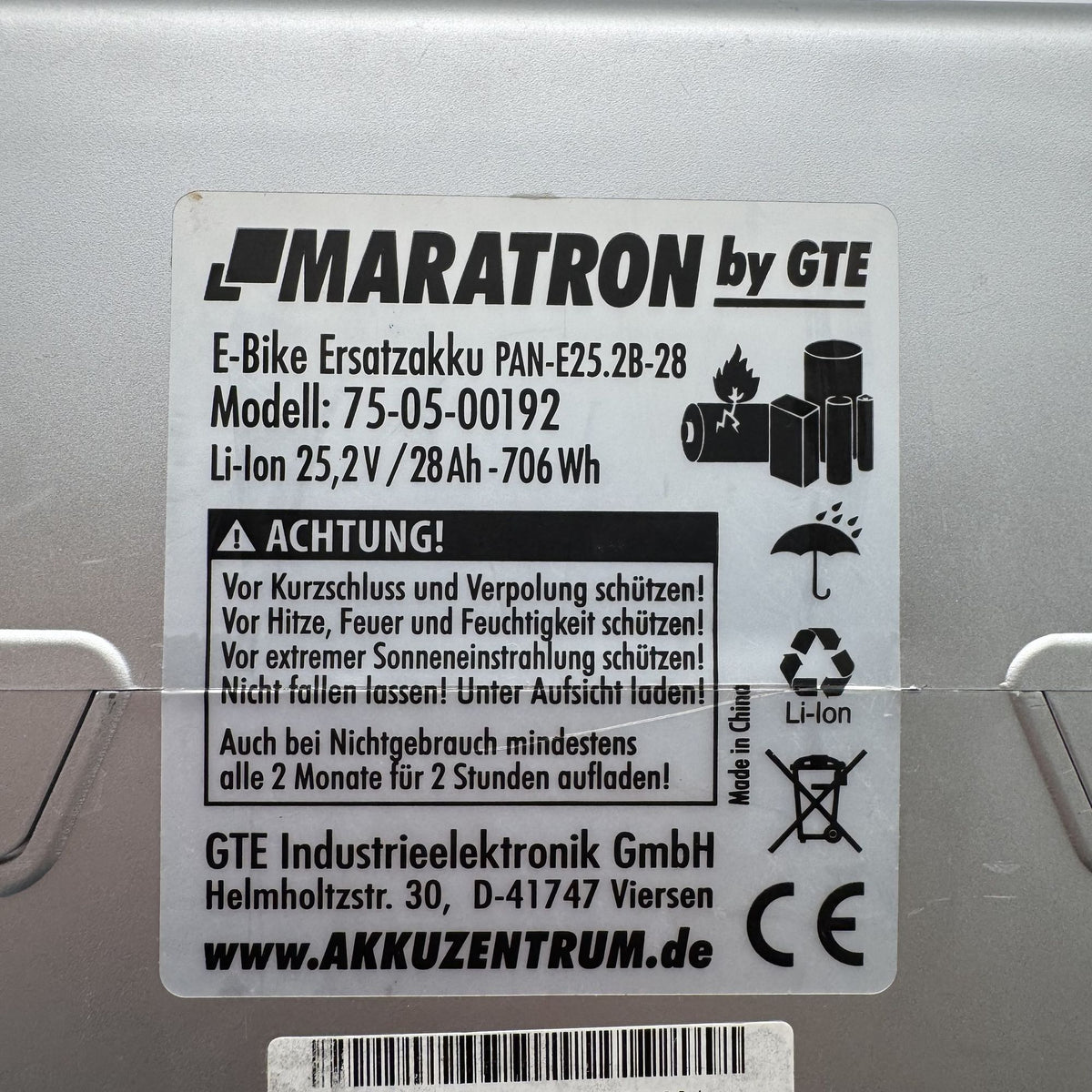 Panasonic 26 V Sitzrohrakku (Maratron Nachbau) – Ansicht 3 | AkkuTec Wels