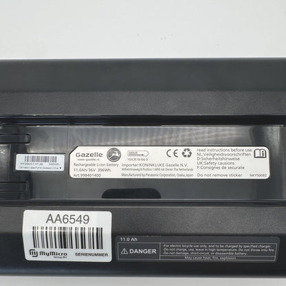 Gazelle Gepäckträgerakku 36 V 11 Ah (NKY500B2) – Typenschild | AkkuTec Wels