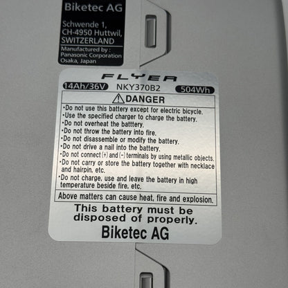Panasonic 36 V Akku 14 Ah (70 Zellen, Neuware) – Typenschild | AkkuTec Wels