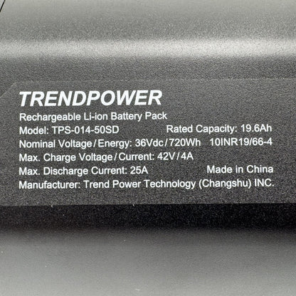 TrendPower Akku TPS-014-50SD 36 V 19,6 Ah für Shimano – Typenschild | AkkuTec Wels