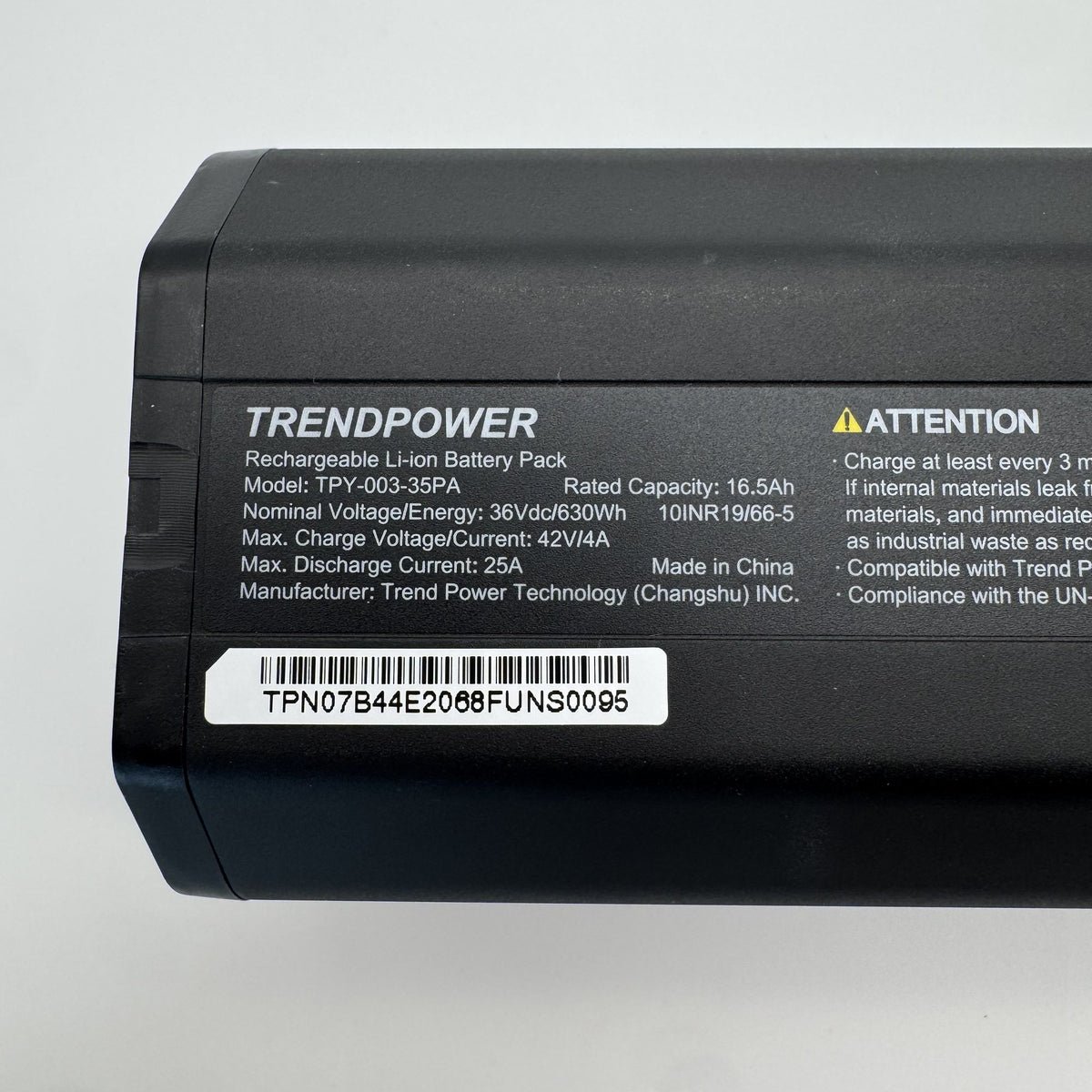 Yamaha Simplo InTube Akku i630 36 V 17 Ah (TPY-003-35SD) – Typenschild | AkkuTec Wels